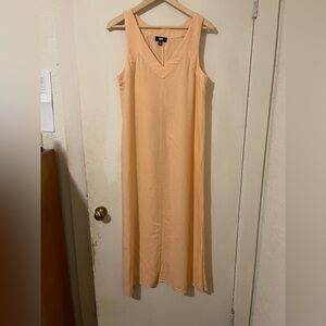 DNKY linen blend peach maxi dress‎ Sz Sm L Lagenlook Oversized Loungewear